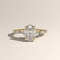 Yellow Gold 2ct Oval Lab-Grown Diamond Engagement Ring with Marquise Diamond Band – Laurel — Verasah