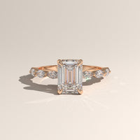 Rose Gold 2ct Emerald Cut Lab-Grown Diamond Engagement Ring with Marquise Diamond Band – Sage — Verasah