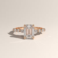 Rose Gold 2ct Emerald Cut Lab-Grown Diamond Engagement Ring with Marquise & Round Side Stones – Ariel — Verasah