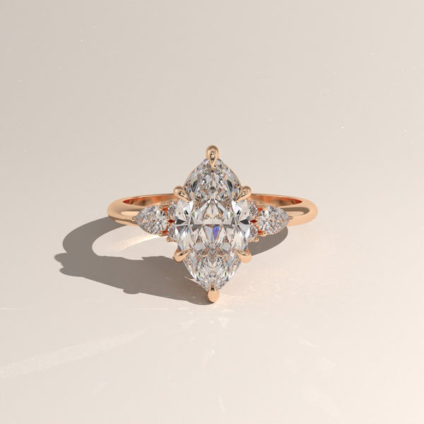 2ct Marquise Lab-Grown Diamond Engagement Ring with Pear Side Stones – Cora