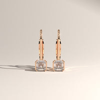 Rose Gold 1.50ct TW Square Emerald Cut Lab-Grown Diamond Bezel Drop Earrings – Janet, view 2 — Verasah