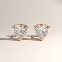 Rose Gold 1.5ct TW Heart Lab-Grown Diamond Stud Earrings – Amara — Verasah