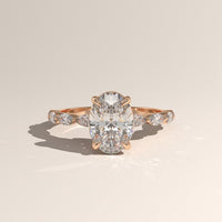 Rose Gold 2ct Oval Lab-Grown Diamond Engagement Ring with Marquise Diamond Band – Laurel — Verasah
