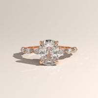 Rose Gold 3ct Cushion Cut Lab-Grown Diamond Engagement Ring with Marquise Diamond Band – Fern — Verasah