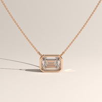 Rose Gold 1ct Emerald Cut Lab-Grown Diamond Bezel Necklace – Harper — Verasah