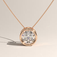 Rose Gold 1.92ct Bezel Lab-grown Diamond Pendant Necklace - Nicole — Verasah