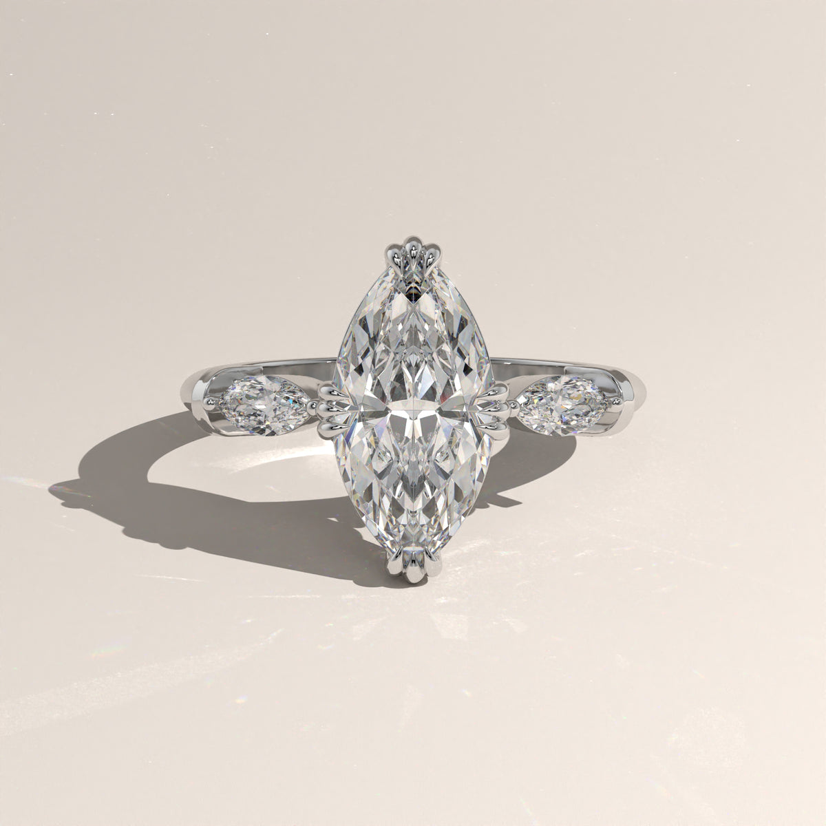 2ct Marquise Lab-Grown Diamond Three Stone Engagement Ring – Maha