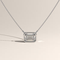 White Gold 1ct Emerald Cut Lab-Grown Diamond Bezel Necklace – Harper — Verasah
