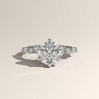 White Gold 2ct Round Lab-Grown Diamond Engagement Ring with Marquise & Round Side Stones – Ayla — Verasah