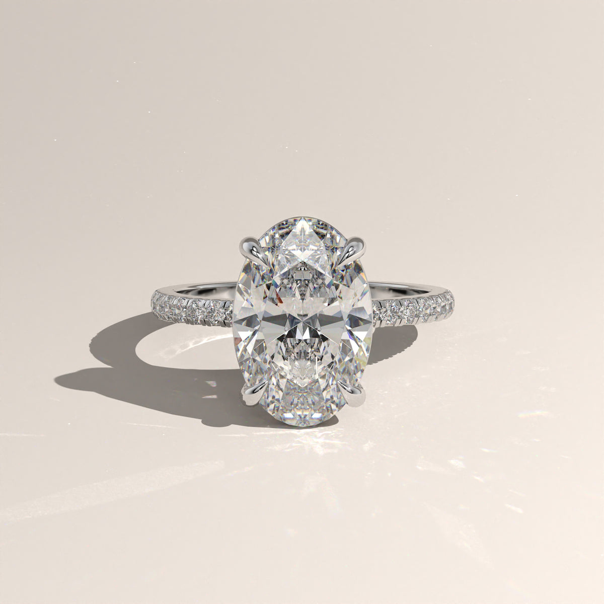 3.77ct Oval Lab-Grown Diamond Pavé Engagement Ring – Freya