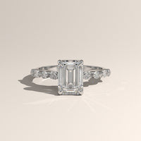 White Gold 2ct Emerald Cut Lab-Grown Diamond Engagement Ring with Marquise & Round Side Stones – Ariel — Verasah