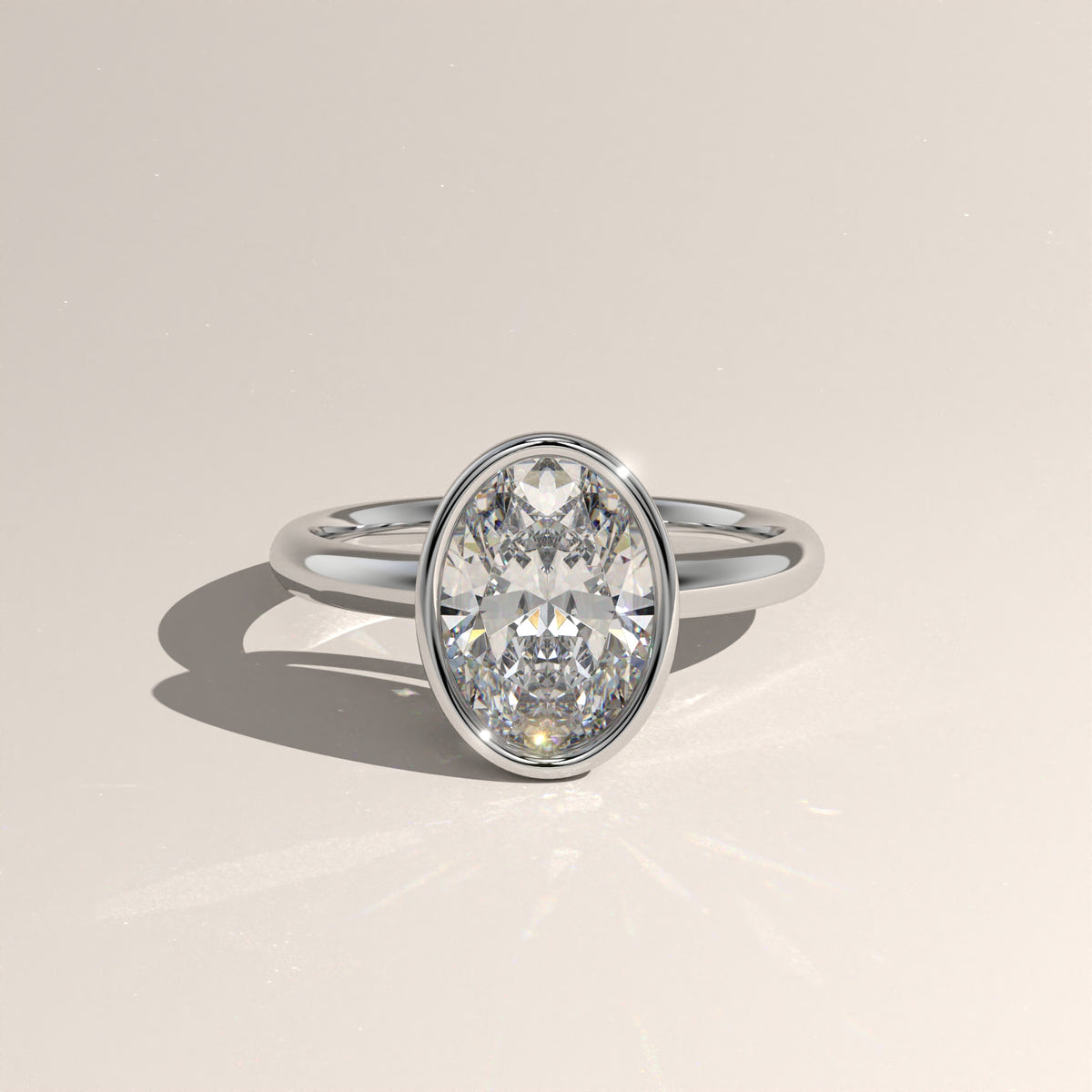 2.3ct Oval Lab-Grown Diamond Bezel Solitaire Engagement Ring – Carrie