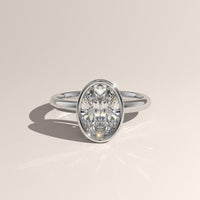 White Gold 2.3ct oval lab grown diamond bezel set solitaire ring — Verasah