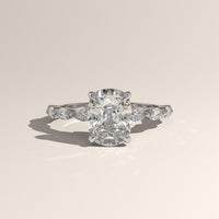 White Gold 3ct Cushion Cut Lab-Grown Diamond Engagement Ring with Marquise Diamond Band – Fern — Verasah