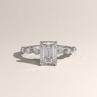 White Gold 2ct Emerald Cut Lab-Grown Diamond Engagement Ring with Marquise Diamond Band – Sage — Verasah