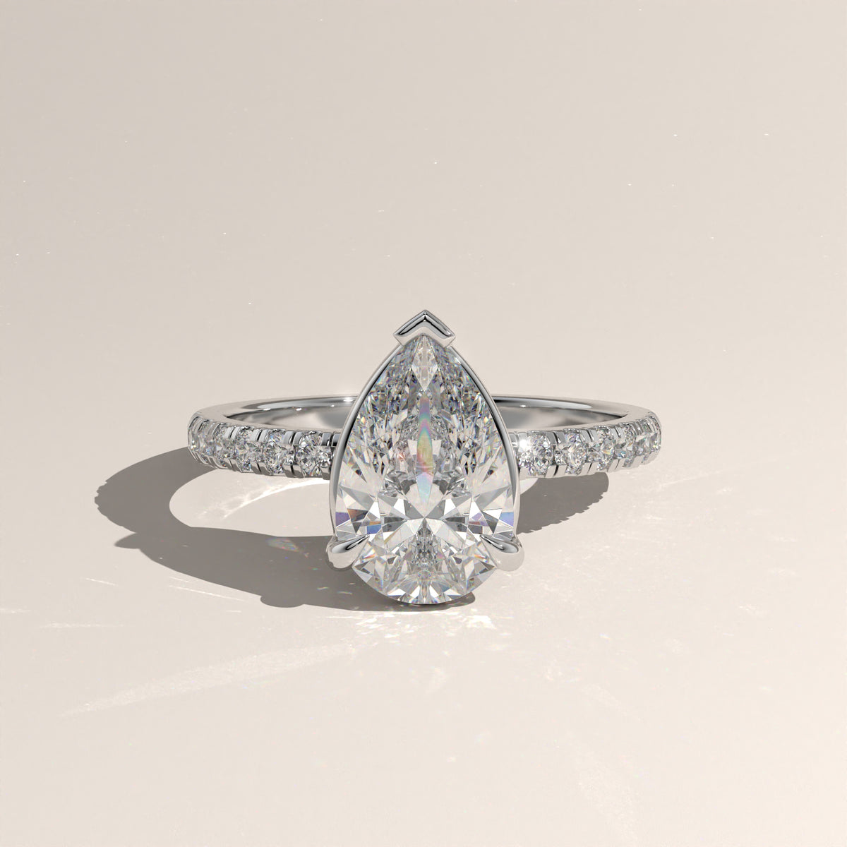 2ct Pear Lab-Grown Diamond Pavé Engagement Ring – Ines