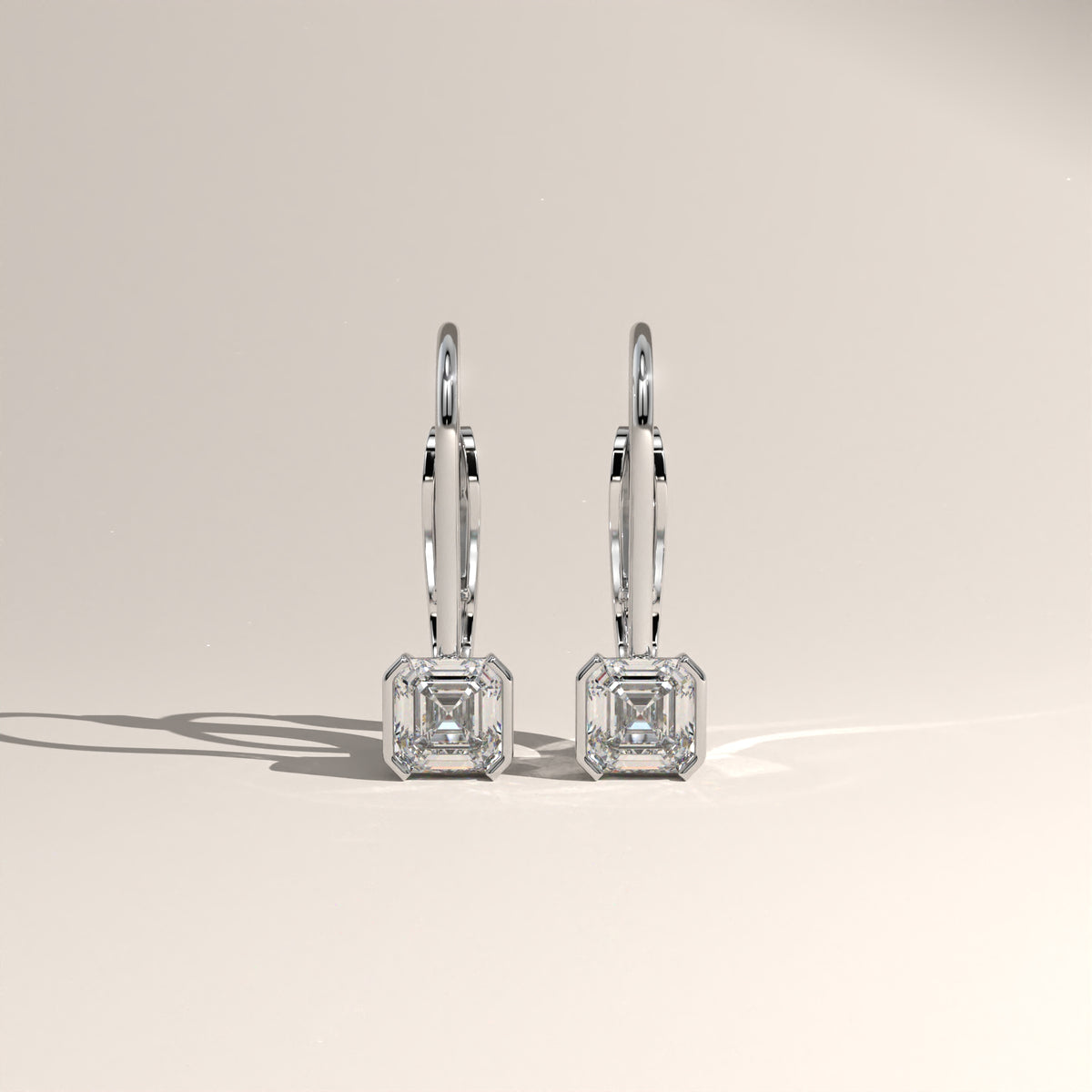 1.50ct TW Square Emerald Cut Lab-Grown Diamond Bezel Drop Earrings – Janet