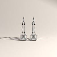 White Gold 1.50ct TW Square Emerald Cut Lab-Grown Diamond Bezel Drop Earrings – Janet, view 2 — Verasah