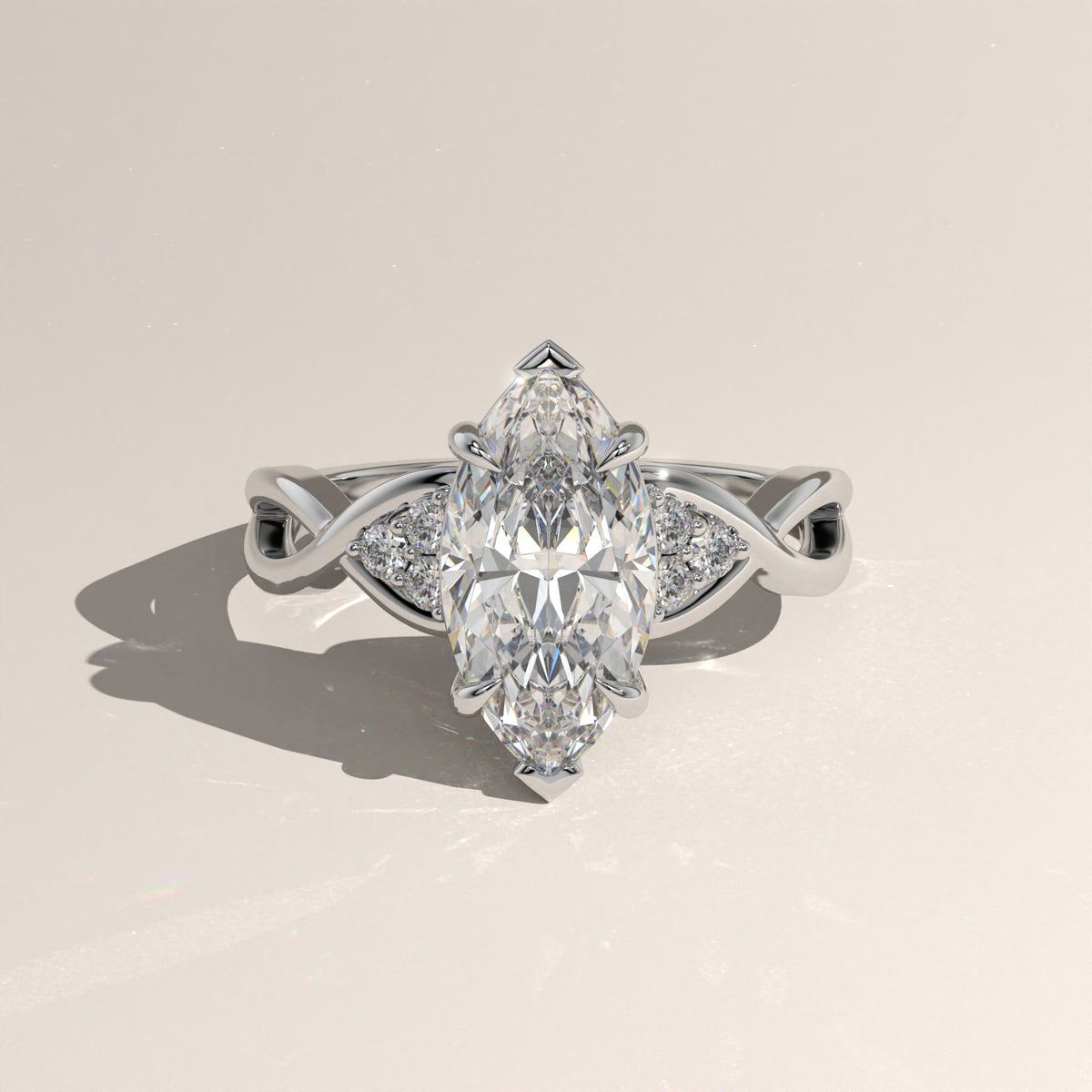 2ct Marquise Lab-Grown Diamond Twist Band Engagement Ring – Ivy