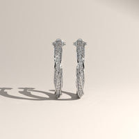 White Gold 1.6ct TW Round Lab-Grown Diamond Twist Hoop Earrings – Jess, view 2 — Verasah