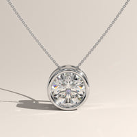 White Gold 1.92ct Bezel Lab-grown Diamond Pendant Necklace - Nicole — Verasah