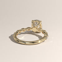 Yellow Gold 3ct Cushion Cut Lab-Grown Diamond Engagement Ring with Marquise Diamond Band – Fern, view 4 — Verasah