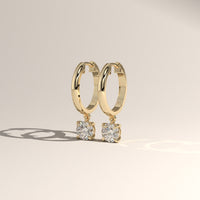 Yellow Gold 0.90ct TW Round Lab-Grown Diamond Drop Huggie Earrings – Lucia, view 3 — Verasah