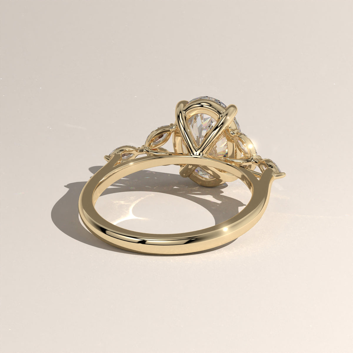 3.19ct Oval Lab-Grown Diamond Engagement Ring with Marquise Side Stones – Maria