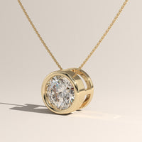 Yellow Gold 1.92ct Bezel Lab-grown Diamond Pendant Necklace - Nicole, view 2 — Verasah
