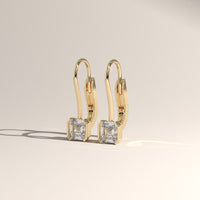 Yellow Gold 1.50ct TW Square Emerald Cut Lab-Grown Diamond Bezel Drop Earrings – Janet, view 3 — Verasah