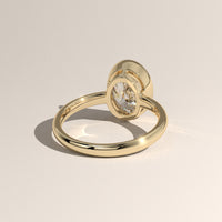 Yellow Gold 2.3ct oval lab grown diamond bezel set solitaire ring, view 2 — Verasah