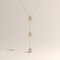 Yellow Gold 3ct TW Pear Lab-Grown Diamond Lariat Necklace – Clara, view 2 — Verasah