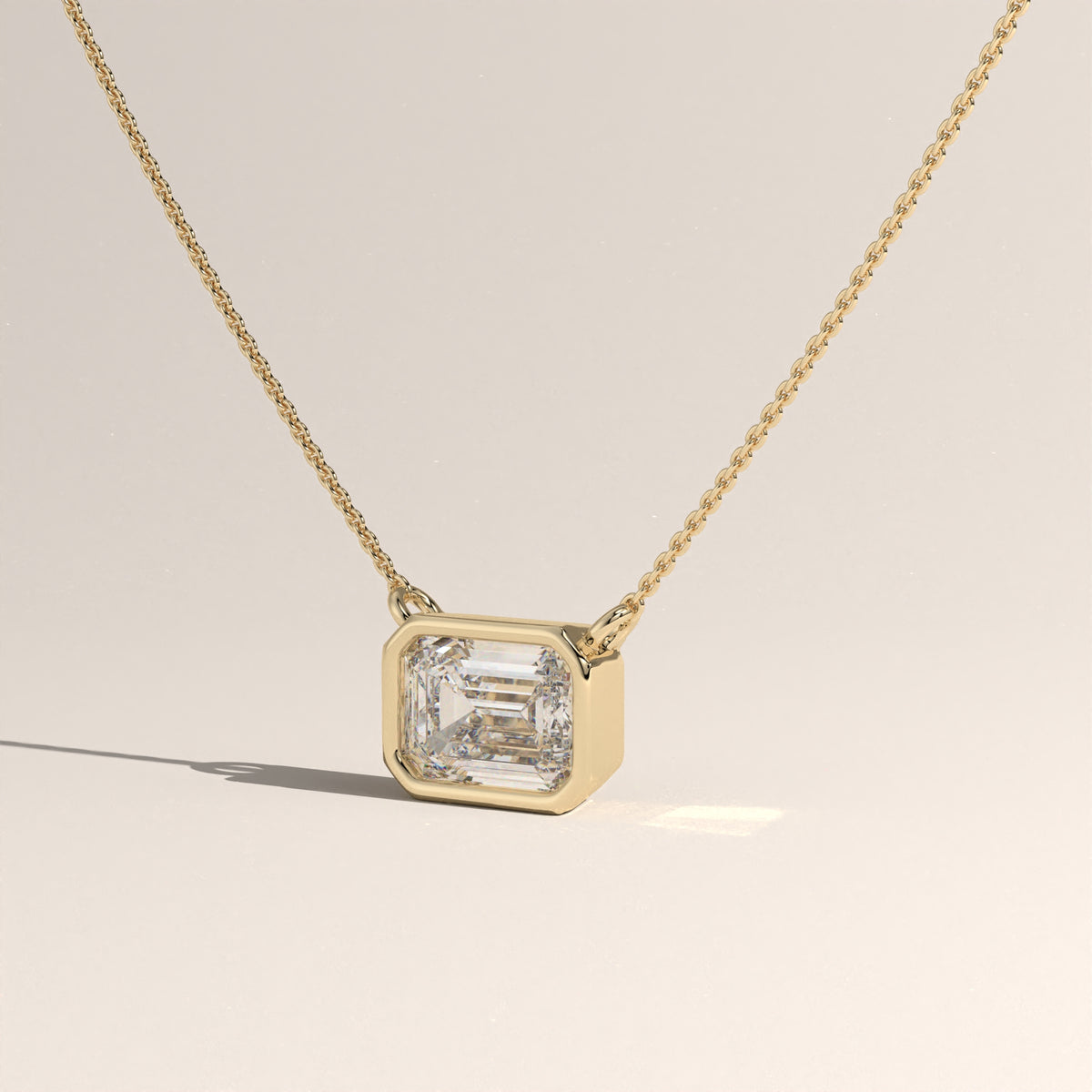 1ct Emerald Cut Lab-Grown Diamond Bezel Necklace – Harper