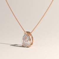 Rose Gold 1ct Pear Lab-Grown Diamond Pendant Necklace – Rosalie, view 2 — Verasah