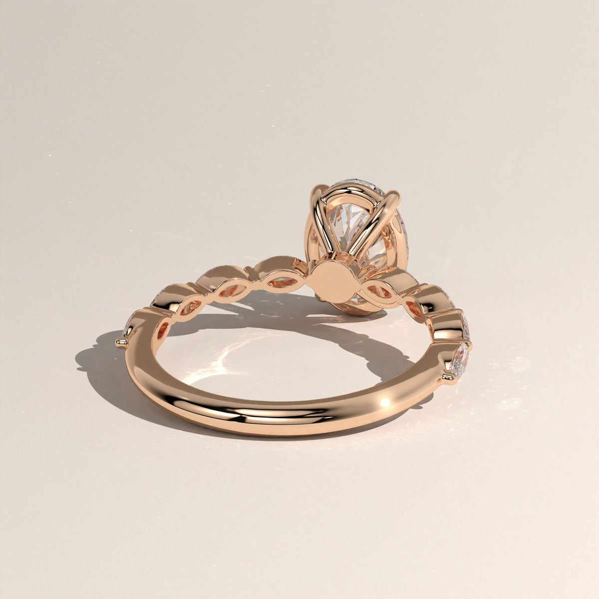 2ct Oval Lab-Grown Diamond Engagement Ring with Marquise Diamond Band – Laurel