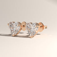 Rose Gold 1.5ct TW Heart Lab-Grown Diamond Stud Earrings – Amara, view 3 — Verasah