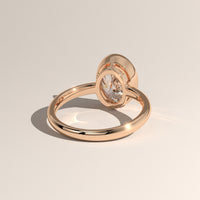 Rose Gold 2.3ct oval lab grown diamond bezel set solitaire ring, view 2 — Verasah