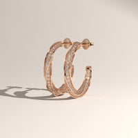 Rose Gold 1.6ct TW Round Lab-Grown Diamond Twist Hoop Earrings – Jess, view 3 — Verasah