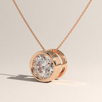 Rose Gold 1.92ct Bezel Lab-grown Diamond Pendant Necklace - Nicole, view 2 — Verasah