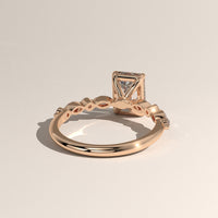 Rose Gold 2ct Emerald Cut Lab-Grown Diamond Engagement Ring with Marquise & Round Side Stones – Ariel, view 4 — Verasah