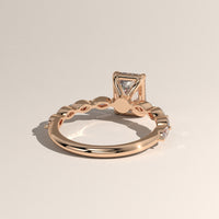 Rose Gold 2ct Emerald Cut Lab-Grown Diamond Engagement Ring with Marquise Diamond Band – Sage, view 4 — Verasah