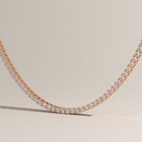 Rose Gold Round Lab-Grown Diamond Tennis Necklace – Clemantine, view 2 — Verasah