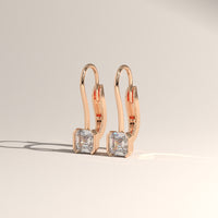 Rose Gold 1.50ct TW Square Emerald Cut Lab-Grown Diamond Bezel Drop Earrings – Janet, view 3 — Verasah