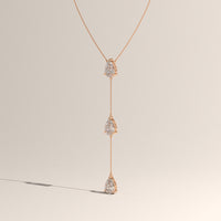 Rose Gold 3ct TW Pear Lab-Grown Diamond Lariat Necklace – Clara, view 2 — Verasah