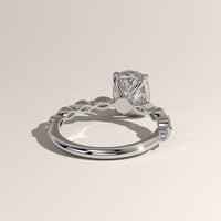 White Gold 3ct Cushion Cut Lab-Grown Diamond Engagement Ring with Marquise Diamond Band – Fern, view 4 — Verasah