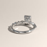 White Gold 2ct Emerald Cut Lab-Grown Diamond Engagement Ring with Marquise & Round Side Stones – Ariel, view 4 — Verasah