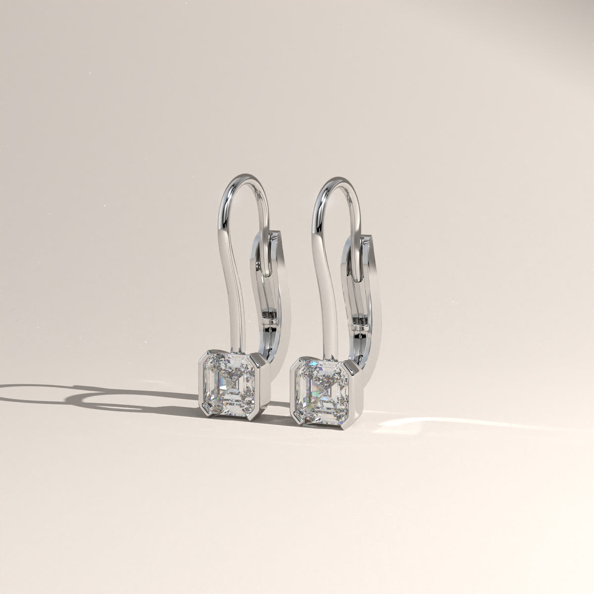 1.50ct TW Square Emerald Cut Lab-Grown Diamond Bezel Drop Earrings – Janet