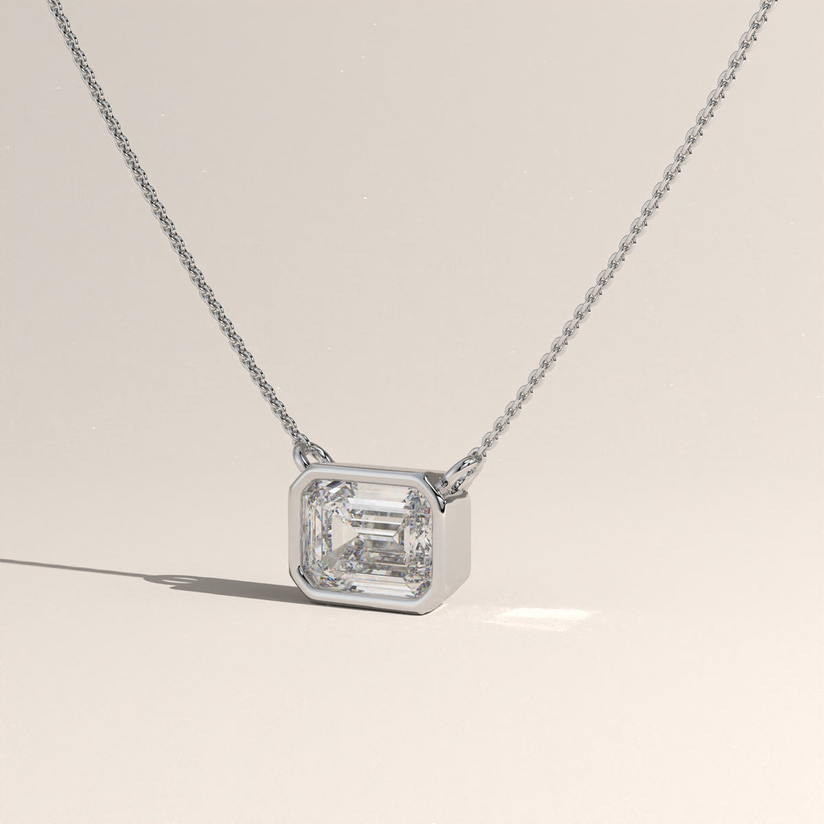 1ct Emerald Cut Lab-Grown Diamond Bezel Necklace – Harper
