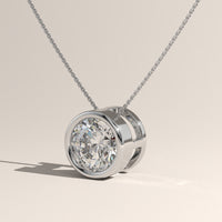 White Gold 1.92ct Bezel Lab-grown Diamond Pendant Necklace - Nicole, view 2 — Verasah