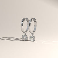 White Gold 0.90ct TW Round Lab-Grown Diamond Drop Huggie Earrings – Lucia, view 3 — Verasah